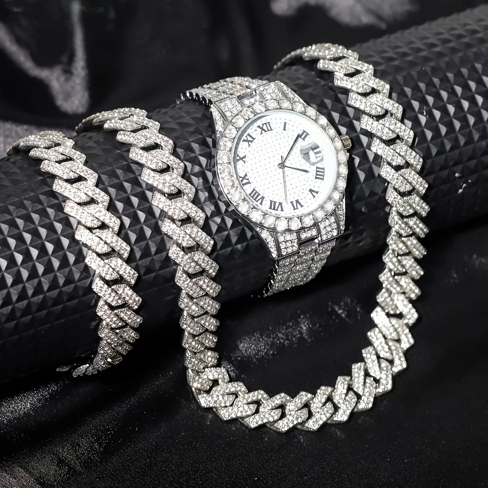 Stunning rhinestone-encrusted watch set