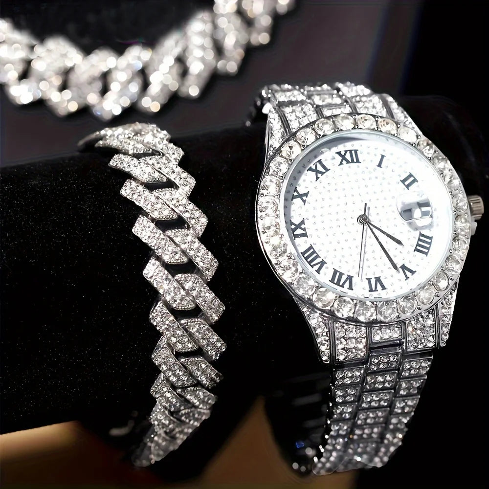 Stunning rhinestone-encrusted watch set