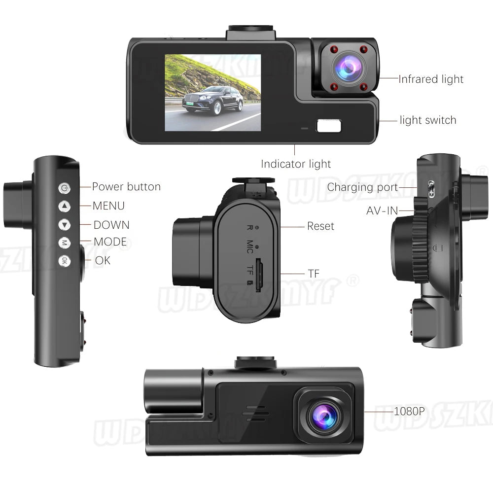 3Camera Dash Cam For Car Camera 1080P Video Recorder WIFI Car DVR Front Rear View Camera Night Vision Black Box Car Accessories