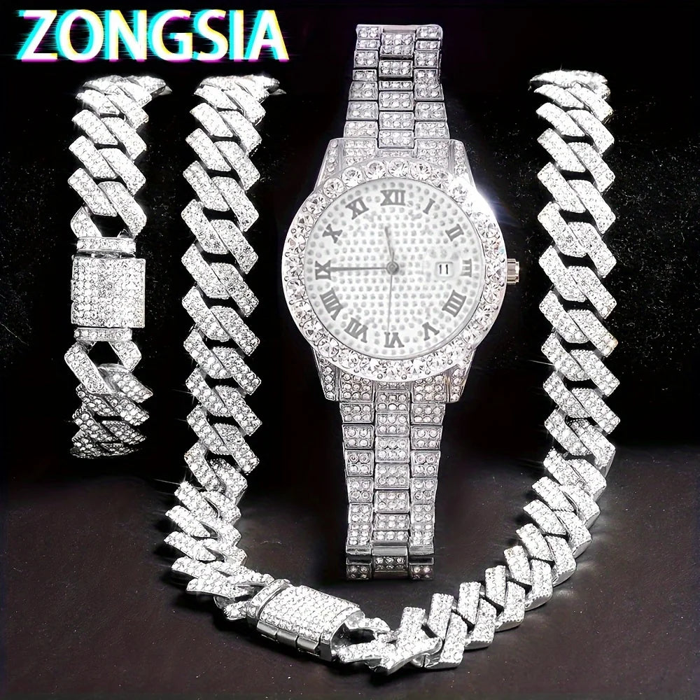 Stunning rhinestone-encrusted watch set