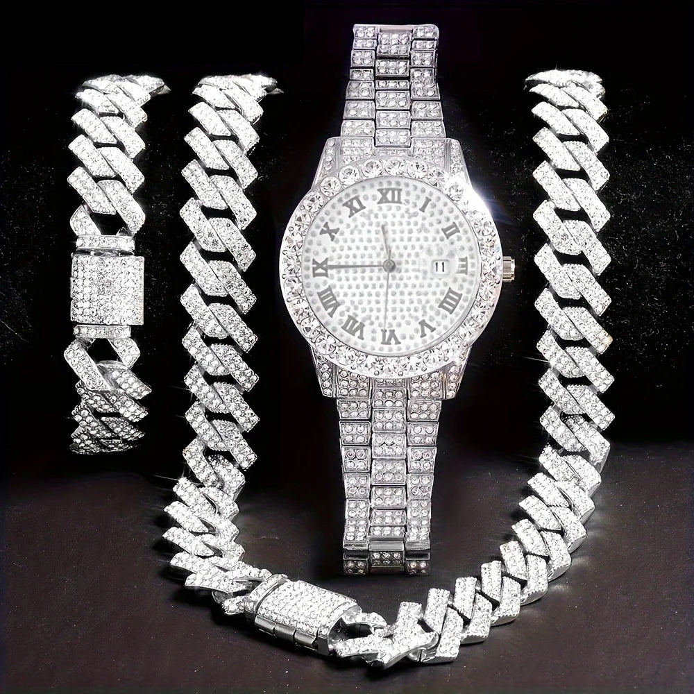 Stunning rhinestone-encrusted watch set