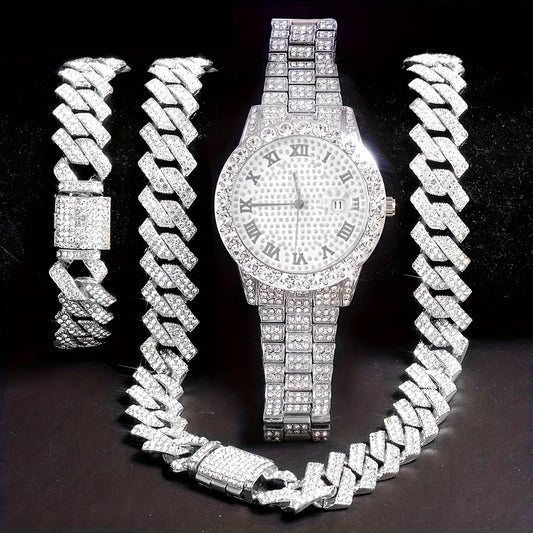 Stunning rhinestone-encrusted watch set
