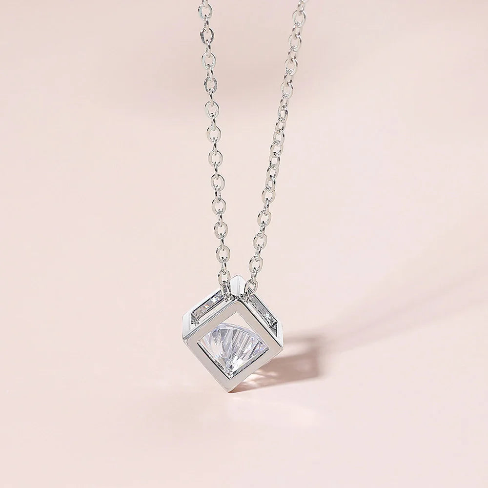 Necklace  Cube Zircon Rose