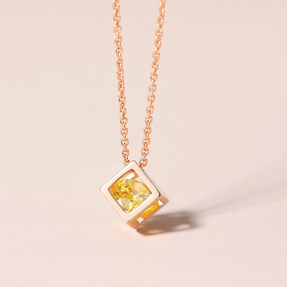 Necklace  Cube Zircon Rose