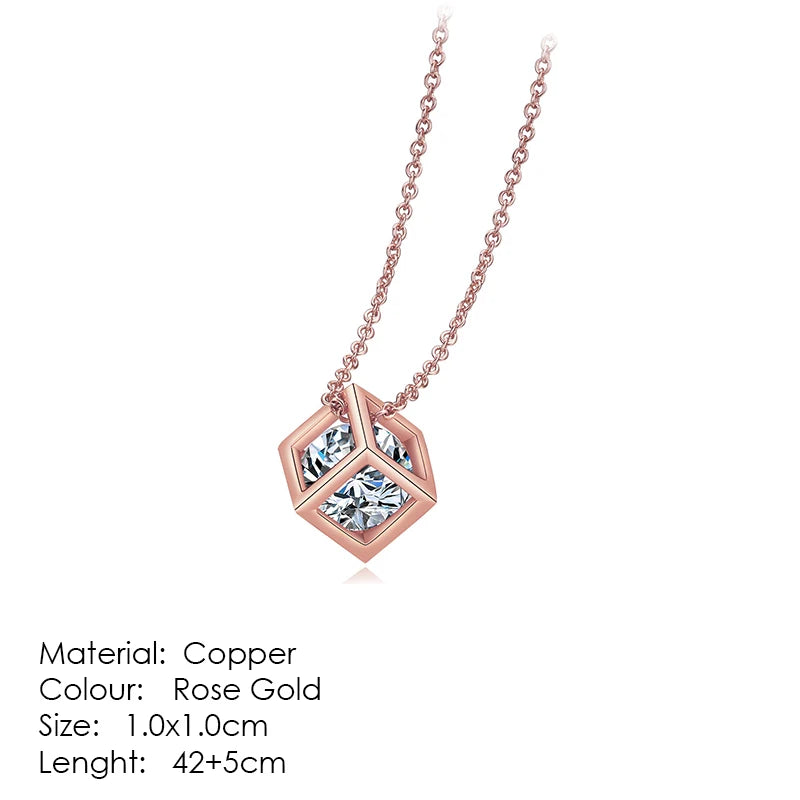Necklace  Cube Zircon Rose